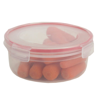 10 Piece Locking Round Plastic Food Storage Containers with Snap-On Lids, Red