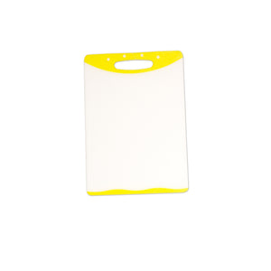 Home Basics 8” x 12” Dual Sided Plastic Cutting Board with Rubberized Non-Slip Edges - Yellow