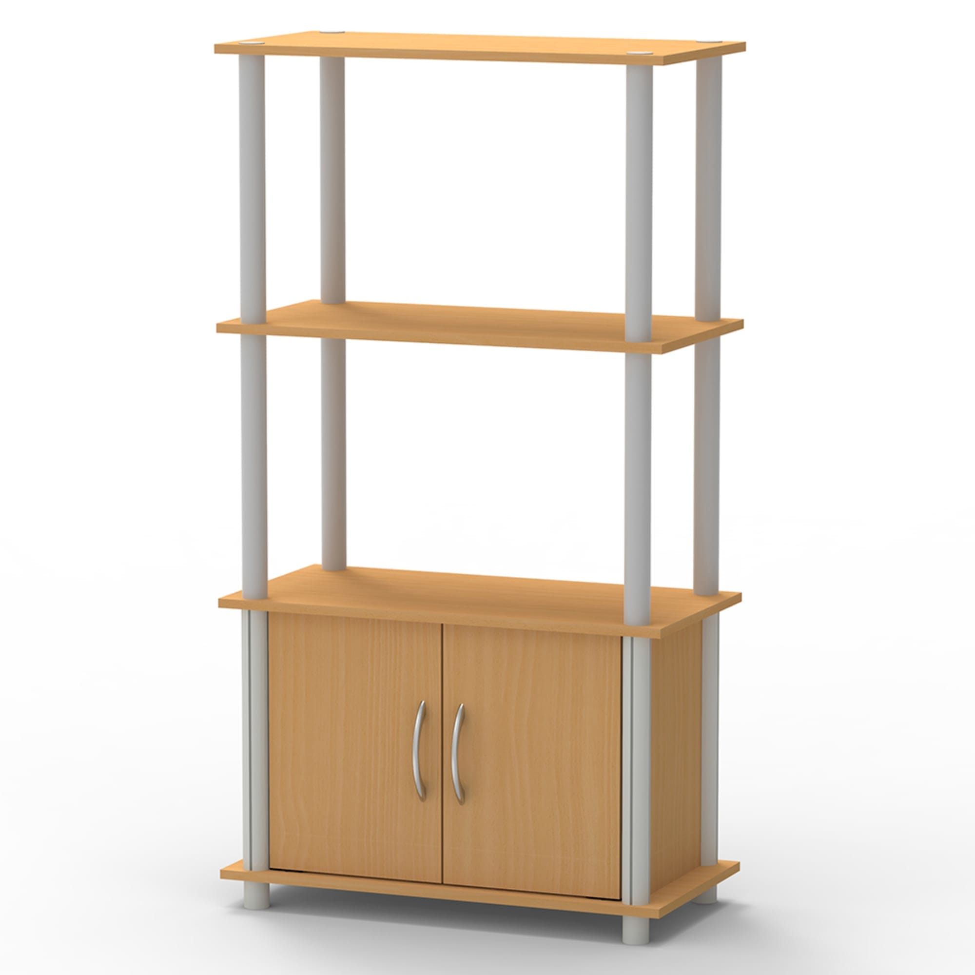 4 Tier Storage Shelf with Cabinet, Natural