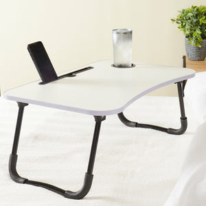 Contoured Bed Tray with Media Slot and Cup Holder