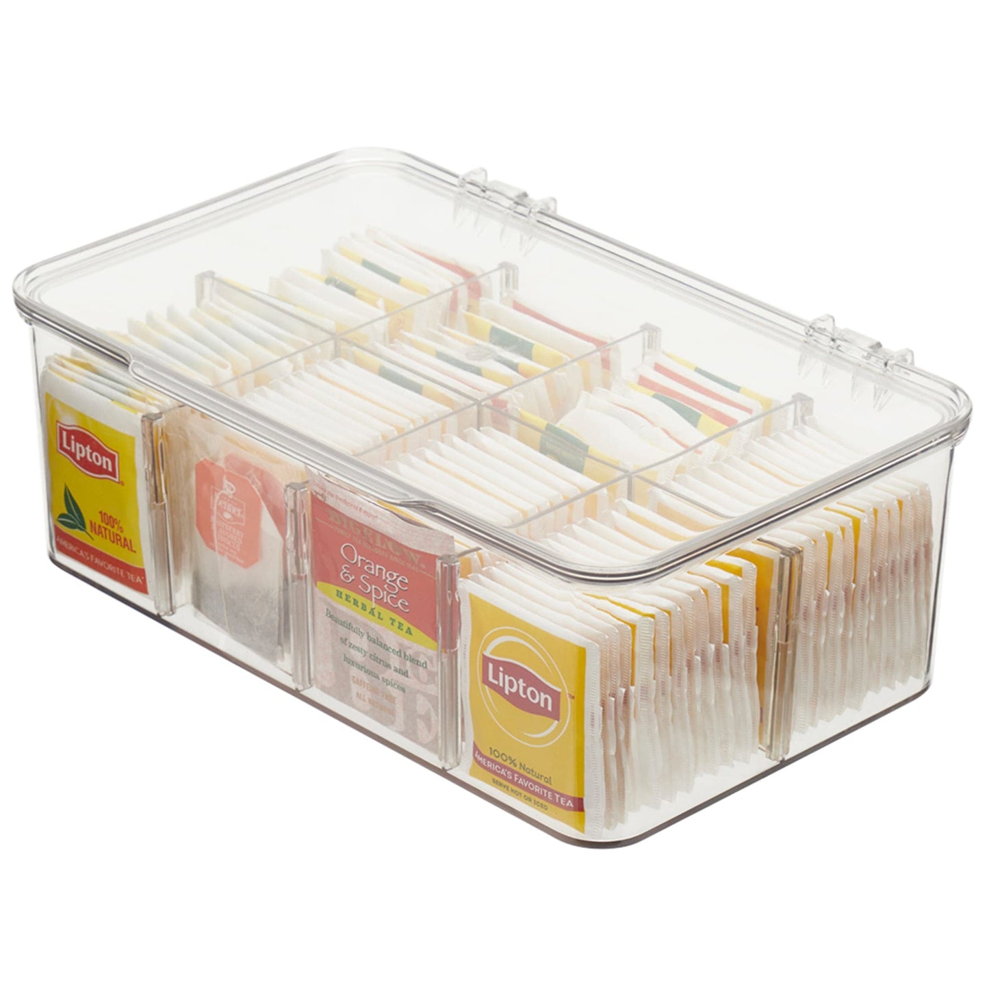 8 Compartment Plastic Tea Storage Box, Clear