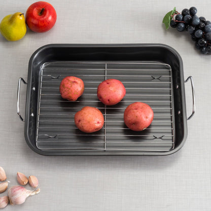 Roast Pan with Grill Rack, Grey
