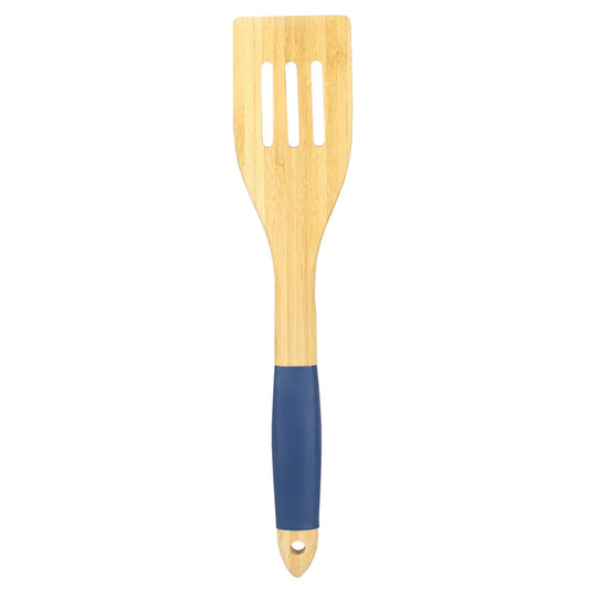 Michael Graves Design Slotted Bamboo Spatula with Indigo Silicone Handle