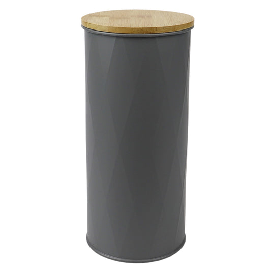 Large 2.2 ml Tin Canister with Bamboo Lid, Grey