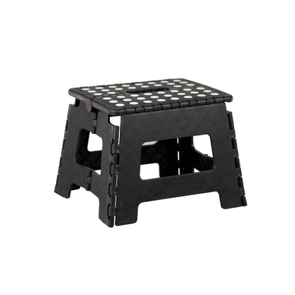 Home Basics Small Plastic Folding Stool with Non-Slip Dots, Black - Black