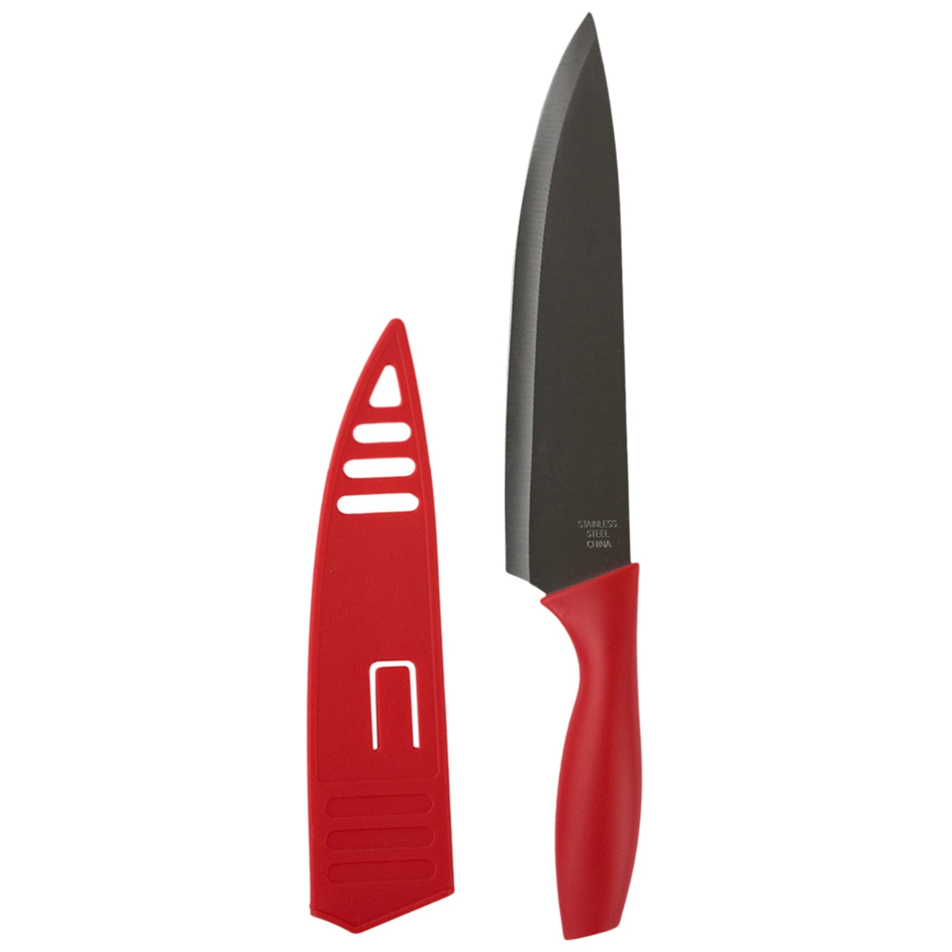 Home Basics 13-Piece Stainless Steel Knife Set with Block in Red
