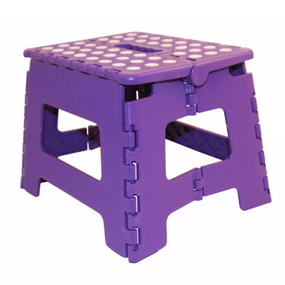 Home Basics Small Plastic Folding Stool with Non-Slip Dots, Purple - Purple