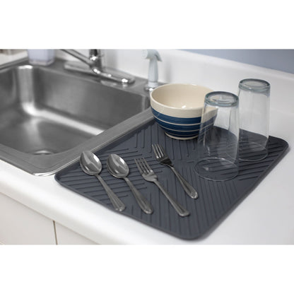 Home Basics Grey Ridged Plastic Non-Skid Dish Drying Mat HDC69892 - The  Home Depot