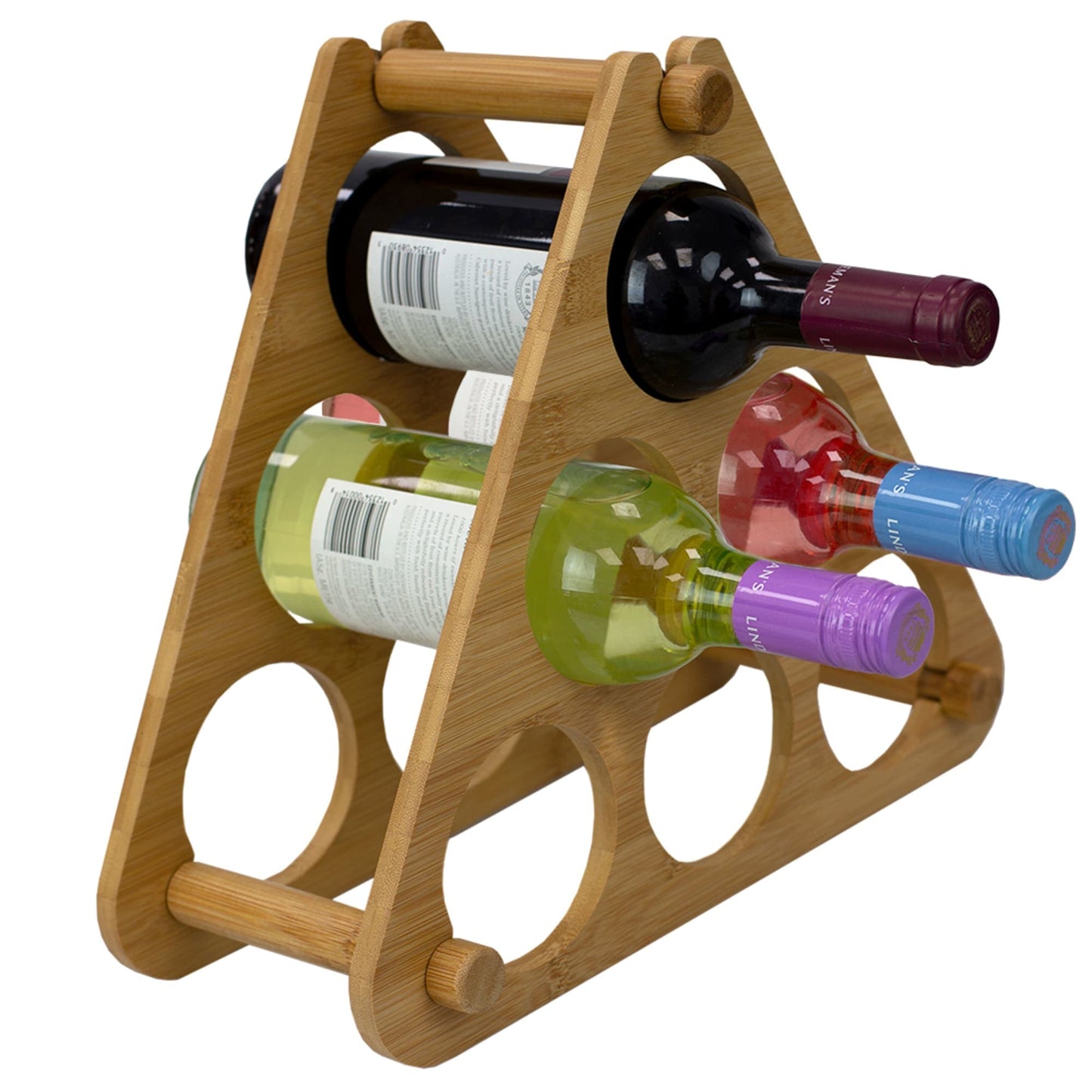9 Slot Foldable Tiered Bamboo Wine Rack, Natural
