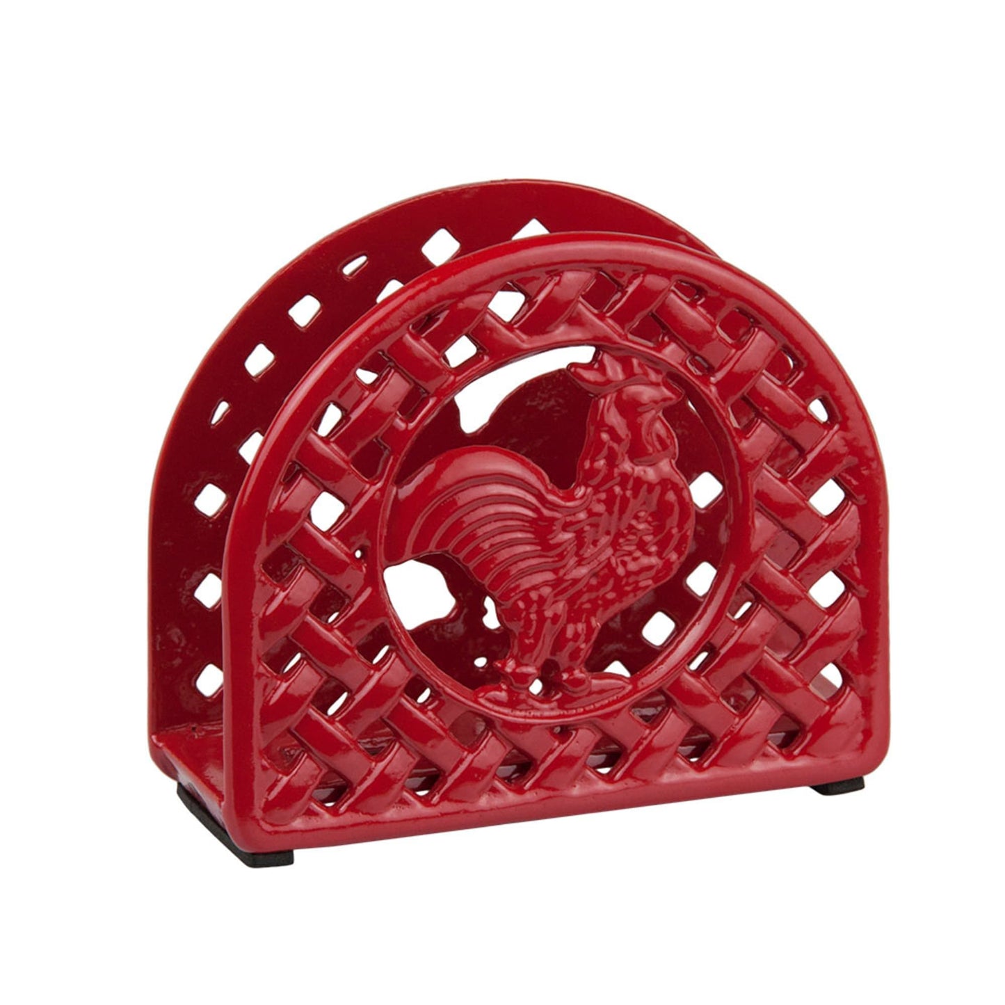 Cast Iron Rooster Napkin Holder, Red