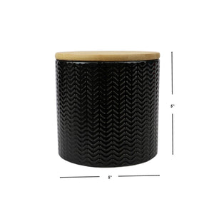 Wave Small Ceramic Canister, Black
