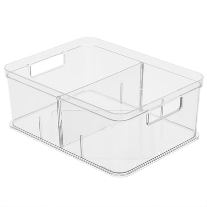 Bin Buddy Clear Plastic Storage Box with Removable Dividers | Size 10.5 X  4.5 X 1.75 Overall | 6 Sections Each Size 1.5 x 4 x 1.25 | Customize
