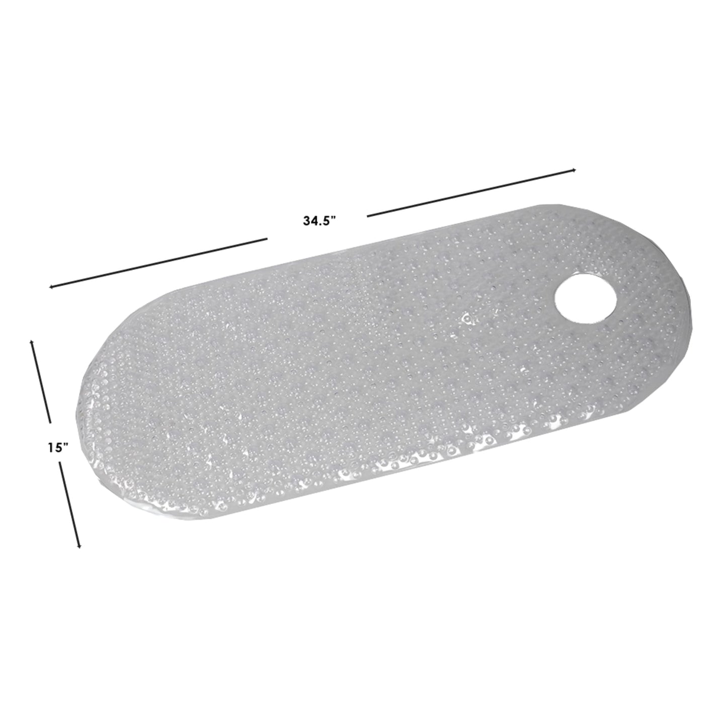 Anti-Slip Plastic Oval  Bath Mat with Back Suction Cups, Clear