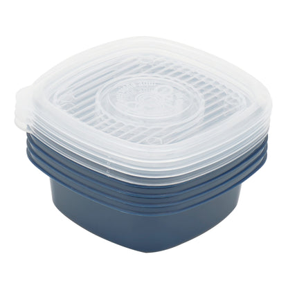 8 Piece Square Plastic Meal Prep Set, (13.5 oz), Blue
