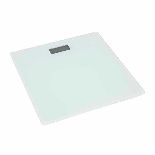 Contemporary Sleek LCD Display Digital Glass Bathroom Scale, White