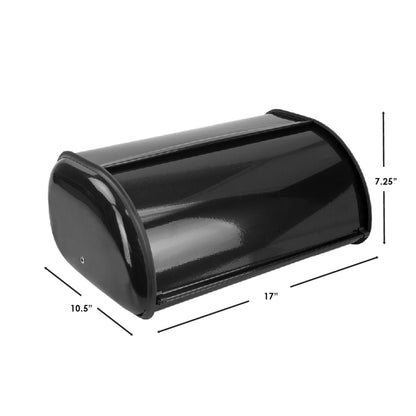 Roll Up Lid Steel Bread Box, Black