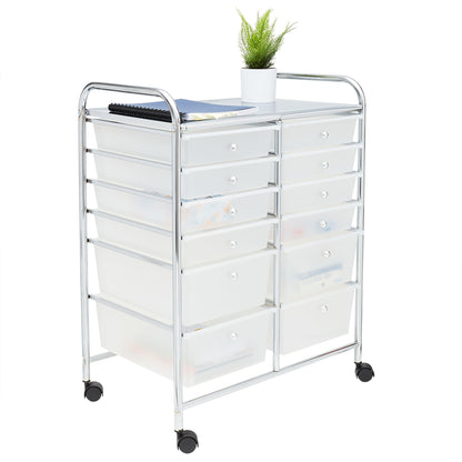 12-Drawer Storage Cart, White