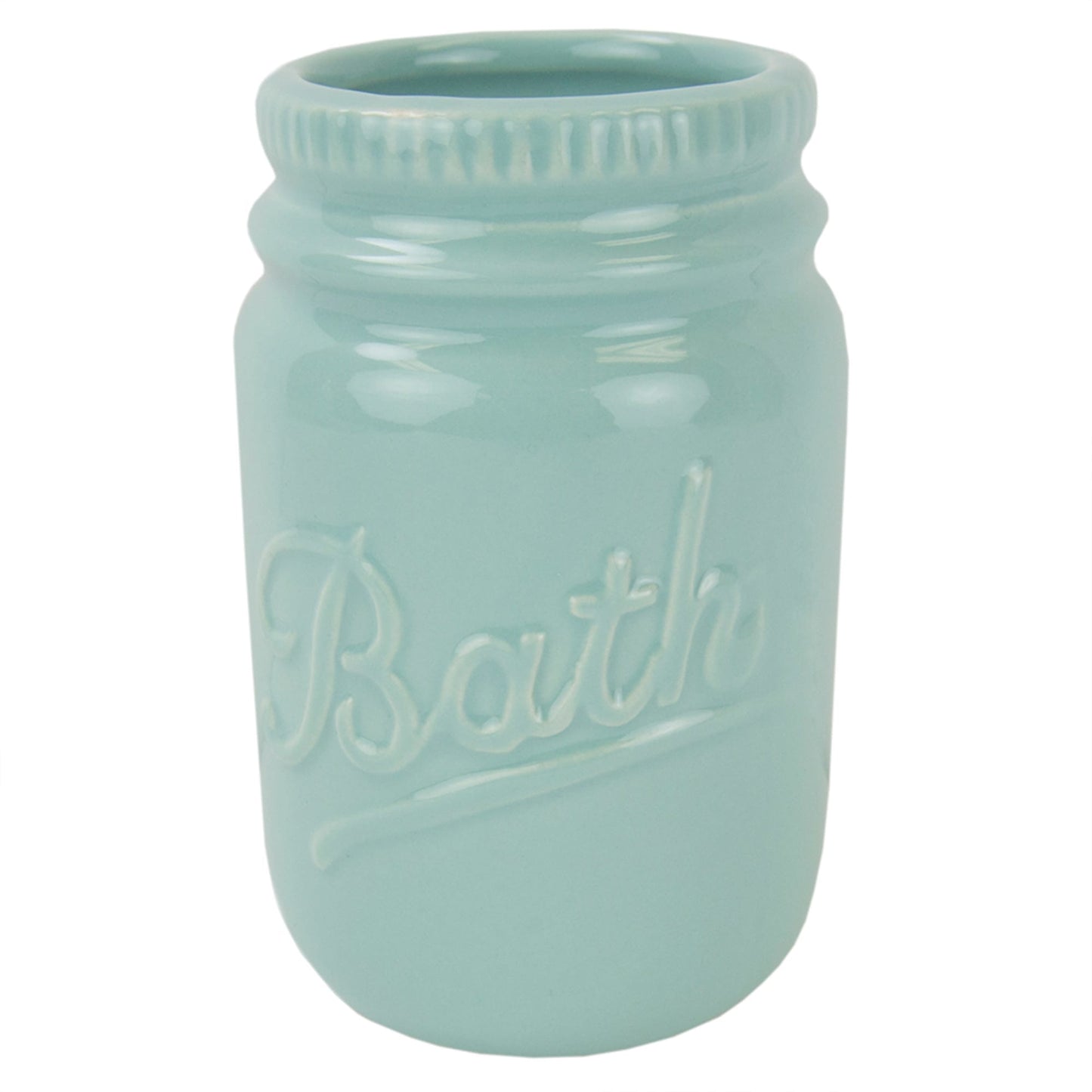 4 Piece Dolomite Mason Jar Bath Set, Mint