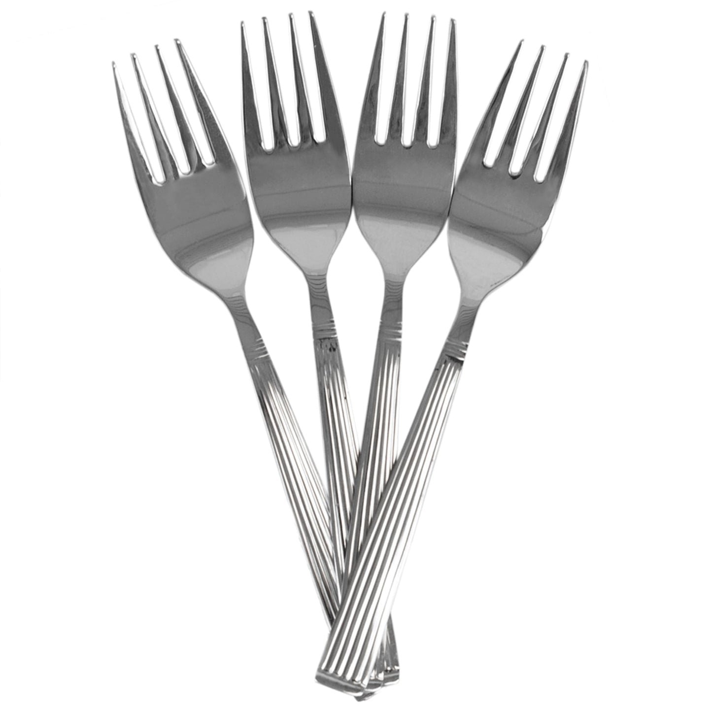 Eternity Mirror Finish 4 Piece Stainless Steel Salad Fork Set, Silver