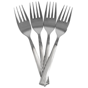 Eternity Mirror Finish 4 Piece Stainless Steel Salad Fork Set, Silver
