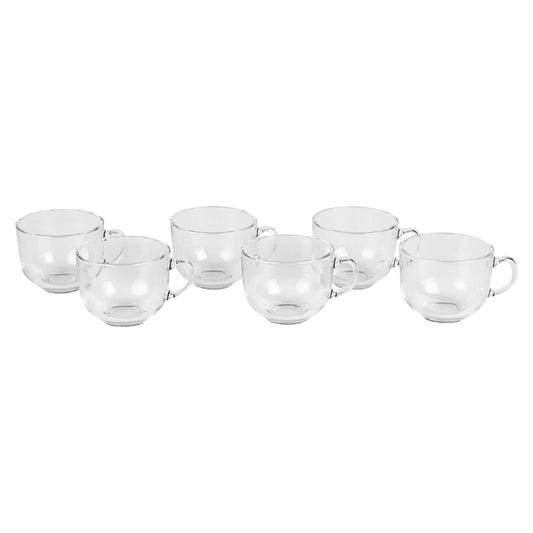 6 Pack of Oversized Dishwasher Safe 13.5 Oz. Glass Mugs, Clear