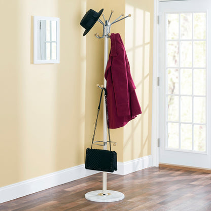 Coat Rack with Heavy Duty Marble Base, Natural