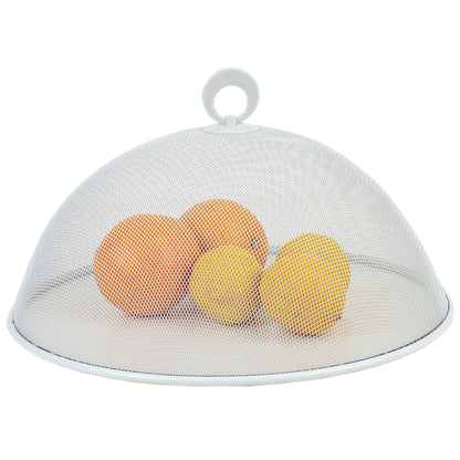 Round Mesh Collapsible Food Plate Cover, White