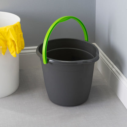 Brilliant 9.5 Lt Cleaning Bucket, Grey/Lime