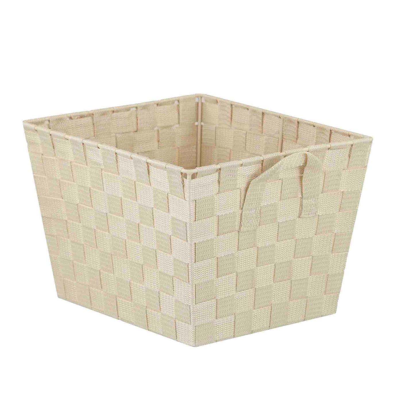 Polyester Woven Strap Open Bin, Ivory