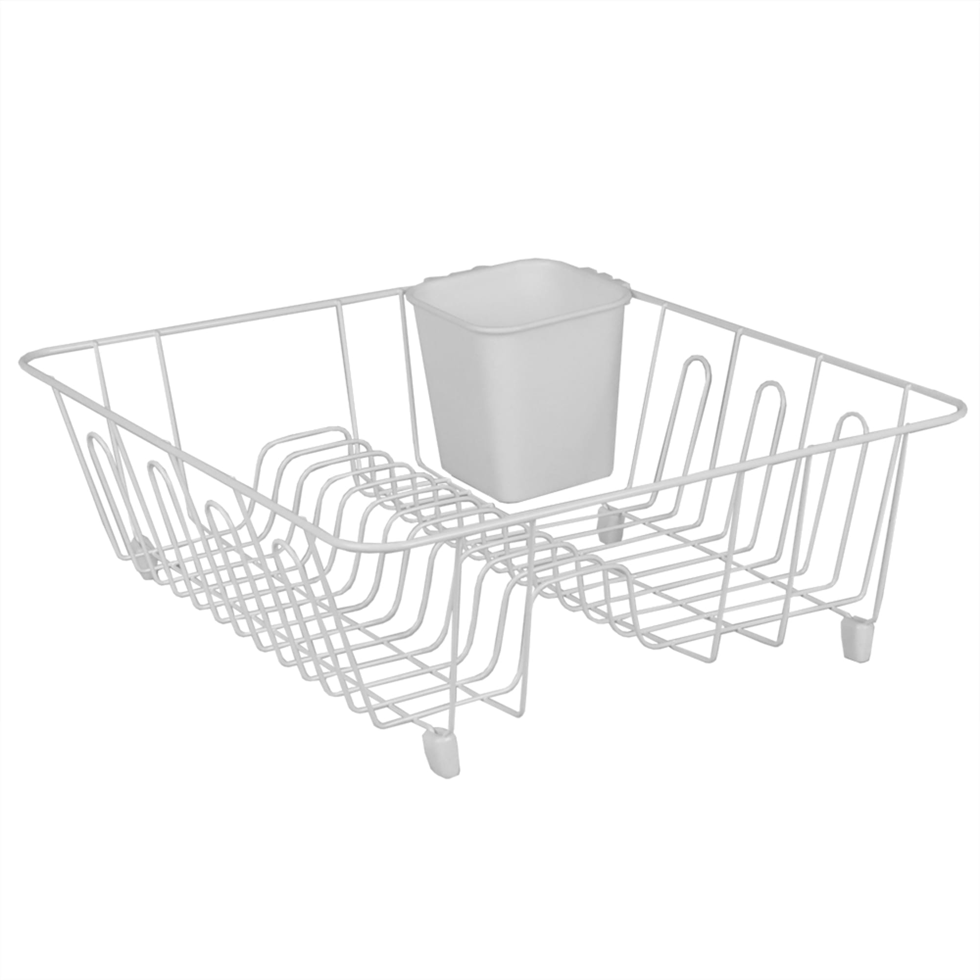 Michael Graves Design Deluxe Dish Rack with Gold Finish and Removable Utensil  Holder, White/Gold, KITCHEN ORGANIZATION