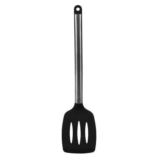 Stainless Steel Silicone Slotted Spatula, Black