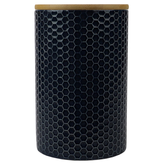 Honeycomb Large Ceramic Canister, Navy