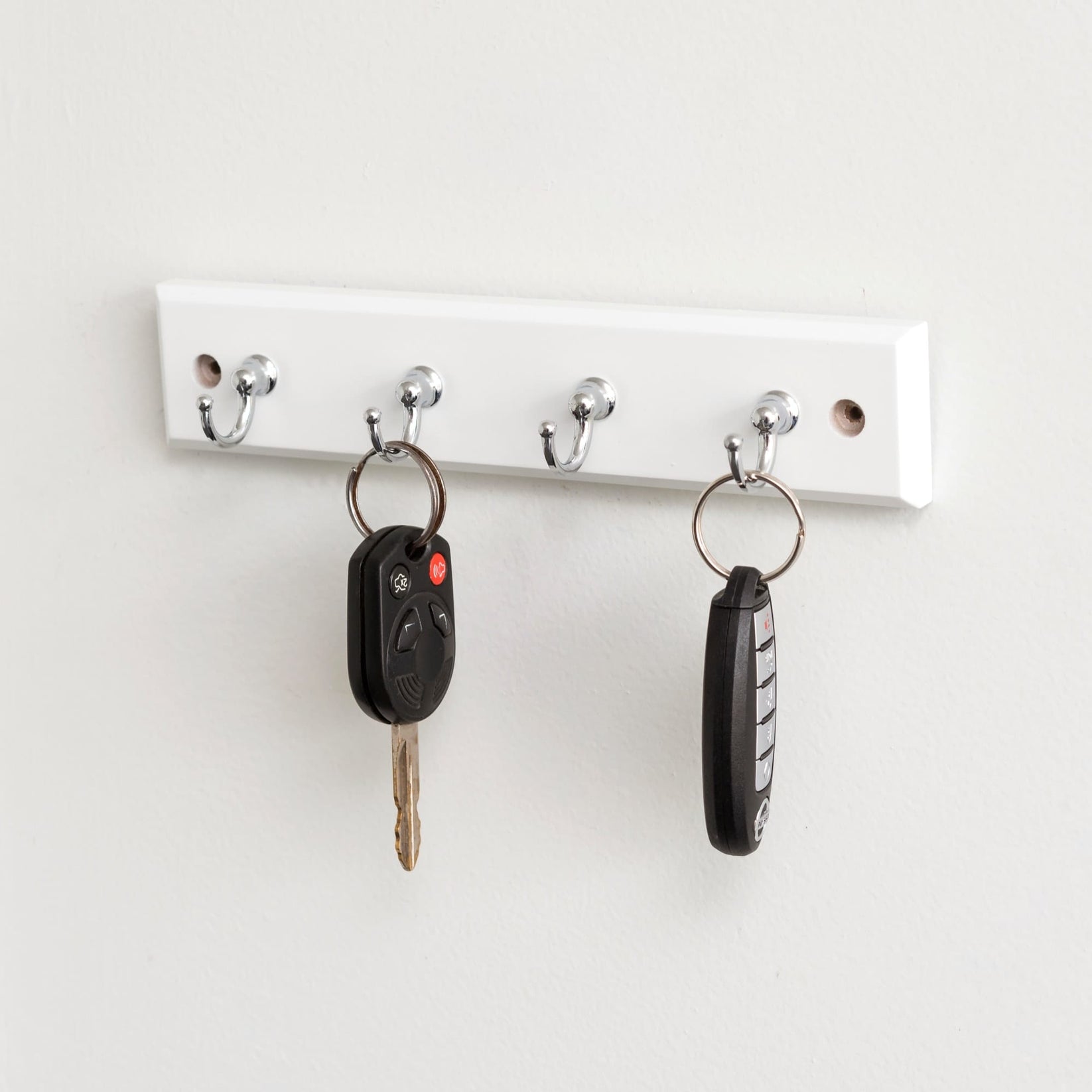 4 Hook Wall Mounted Key Rack, White | STORAGE ORGANIZATION | SHOP HOME ...