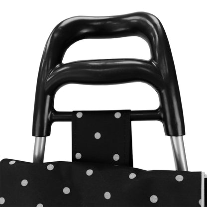 Home Basics Polka Dot Multi-Purpose Rolling Cart With Built-In Chair, Black - Black