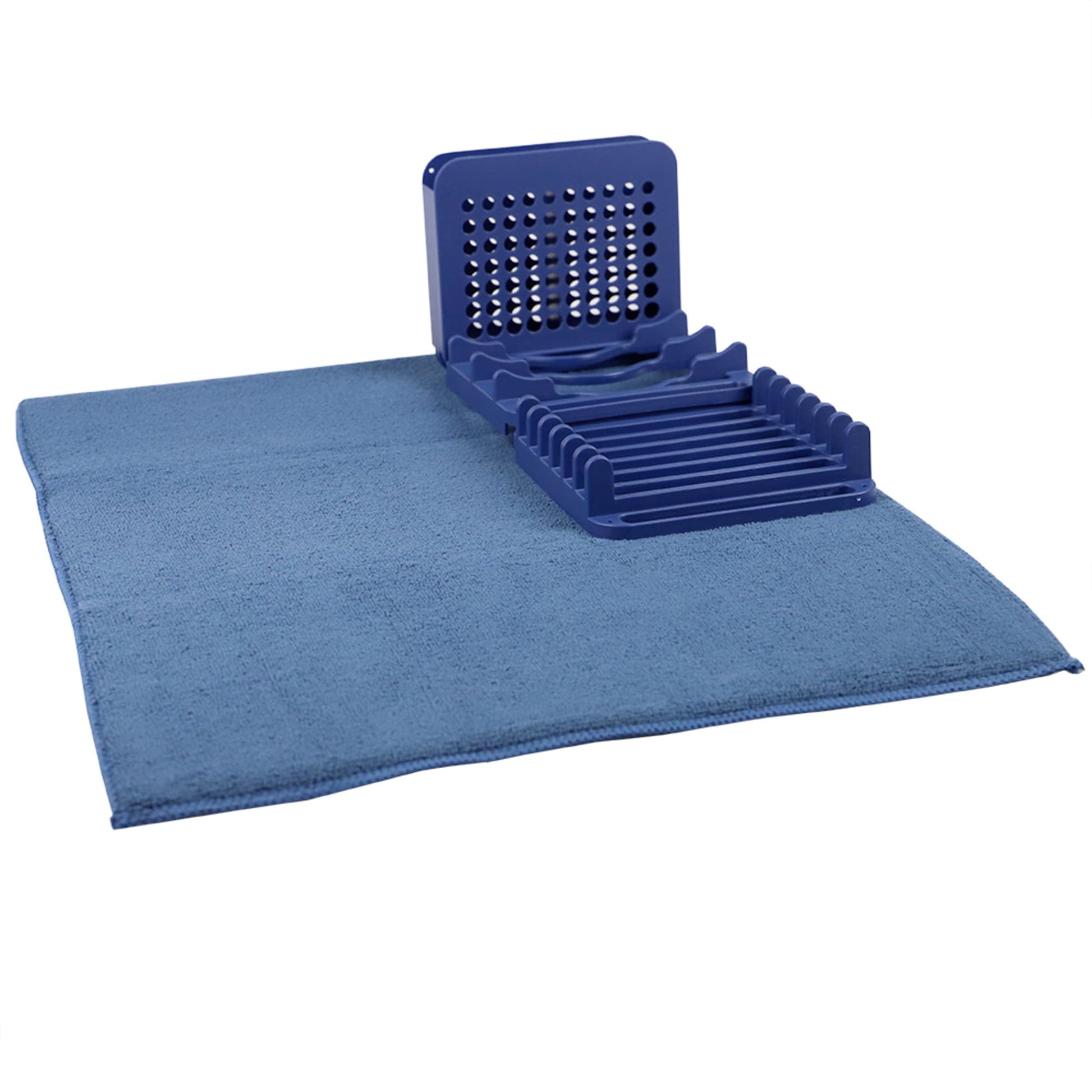 Home Basics Low Profile Plastic Dish Drying Rack with Microfiber Dryin