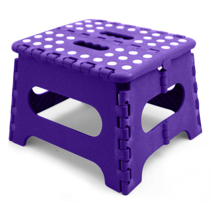 Home Basics Medium Plastic Folding Stool with Non-Slip Dots, Purple - Purple