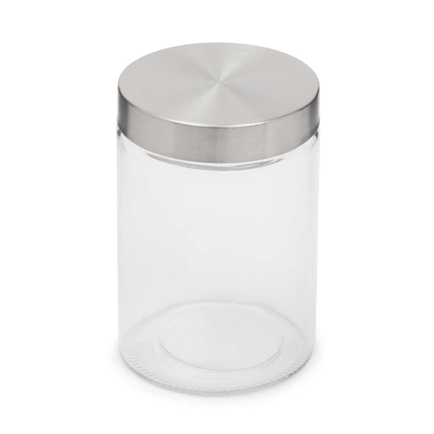 Medium 40 oz. Round Glass Canister with Air-Tight Stainless Steel Twist Top Lid, Clear