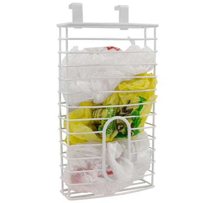 Over the Cabinet  Plastic Bag Organizer and Grocery Bag Holder, White
