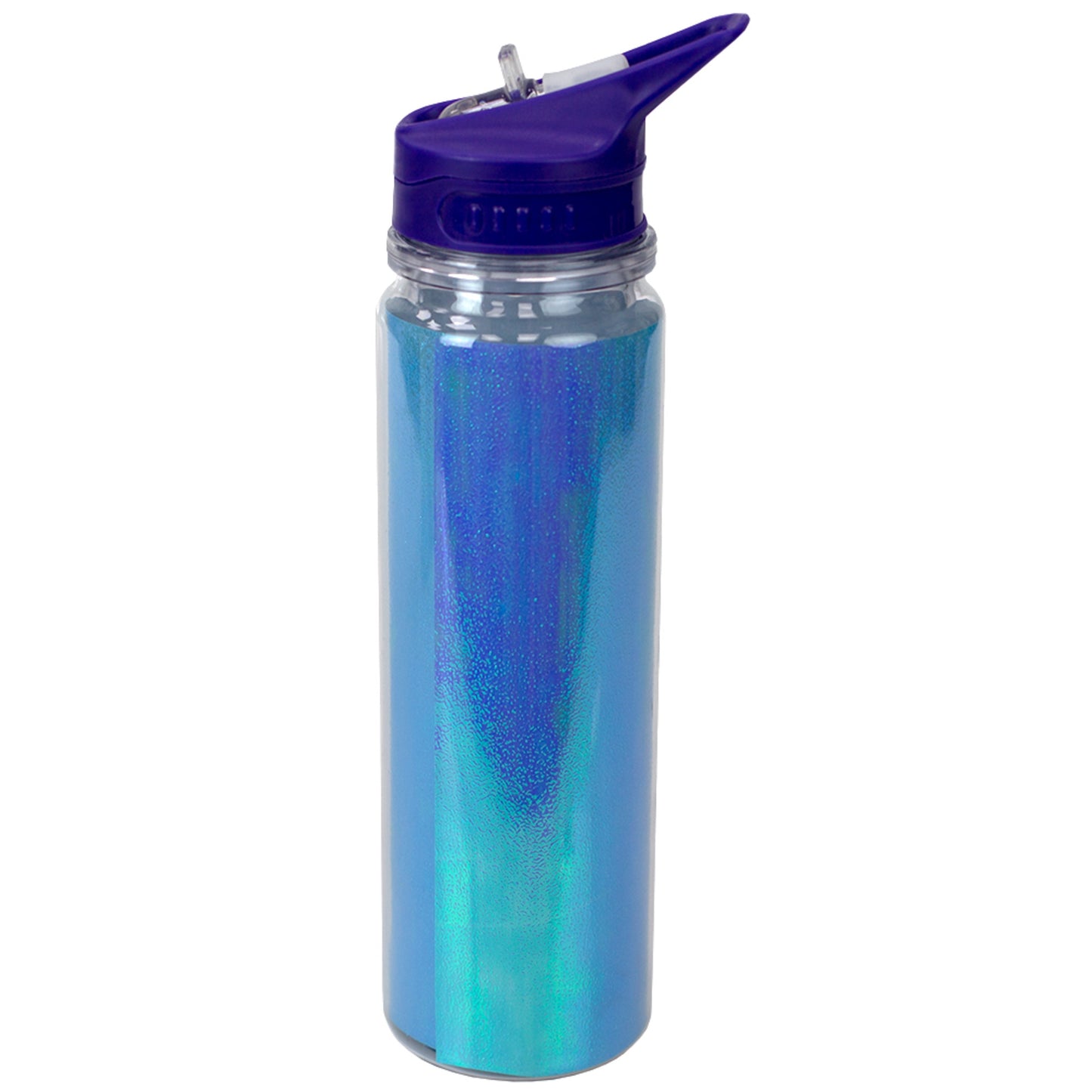 Home Basics Glitter 18 oz. Flip Top Water Bottle, Blue - Blue