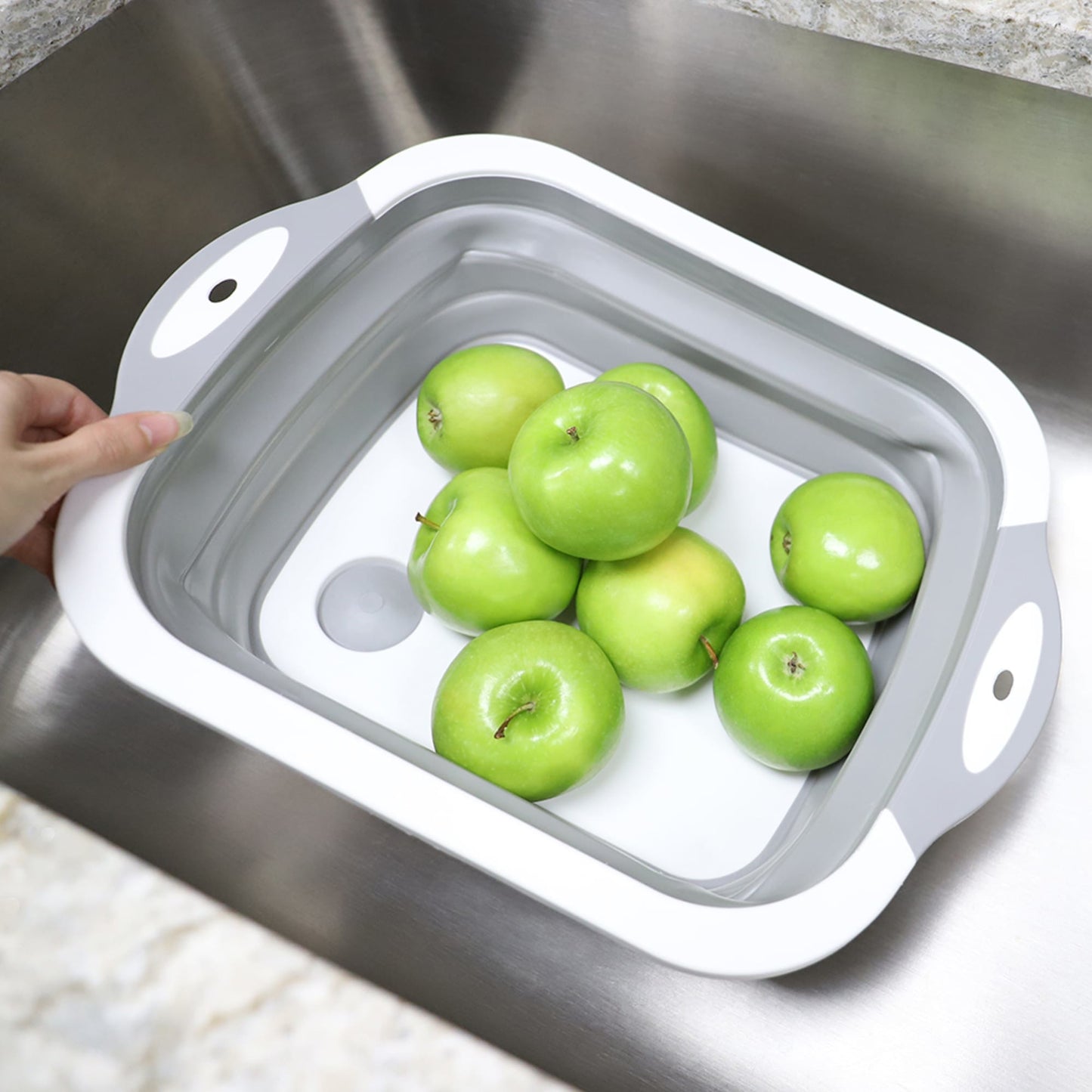 3-in-1 Collapsible Basket Cutting Board Strainer