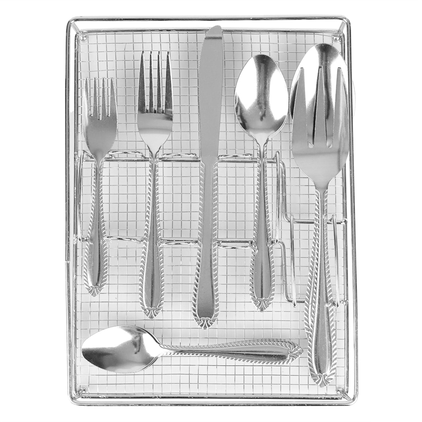 22 Piece Stainless Steel Flatware Entertaining Set with Cutlery Tray, Silver