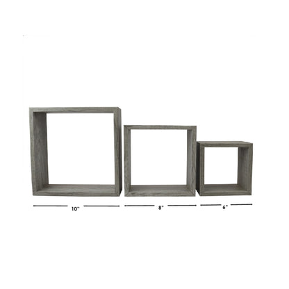 3 Piece MDF Floating Wall Cubes, Grey