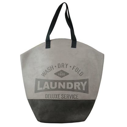 Deluxe Service Wash Dry Fold Canvas Laundry Tote, Grey
