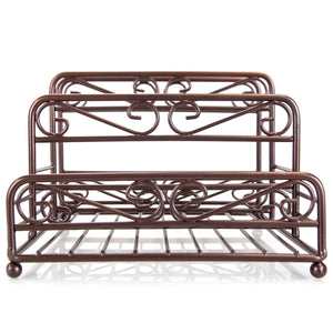 Scroll Collection Steel Salt And Pepper Napkin Caddy, Bronze