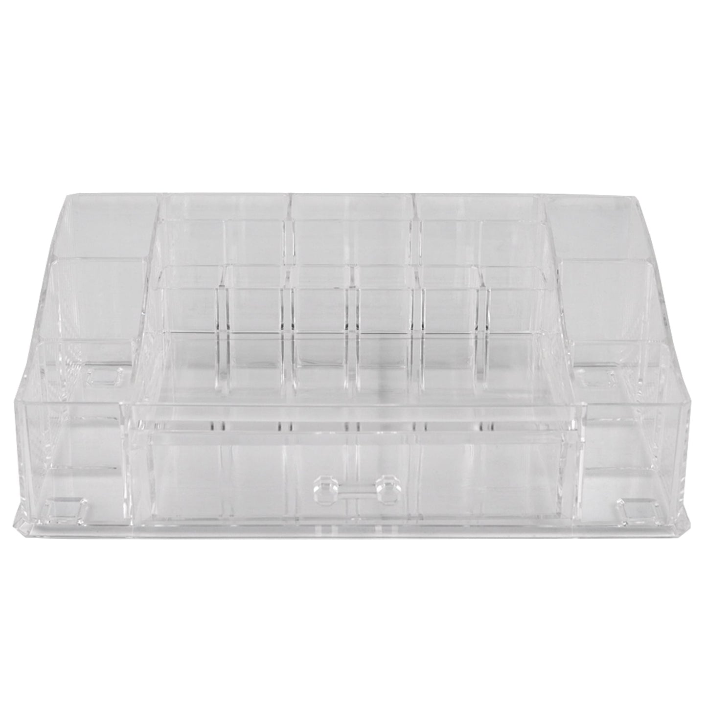 Deluxe Large Shatter-Resistant Plastic Mult-Compartment Cosmetic Organizer with Easy Open Drawer, Clear