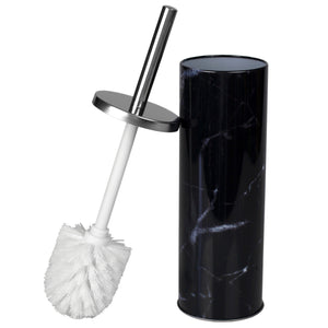 Hide-Away Faux Marble Toilet Brush Set, Black