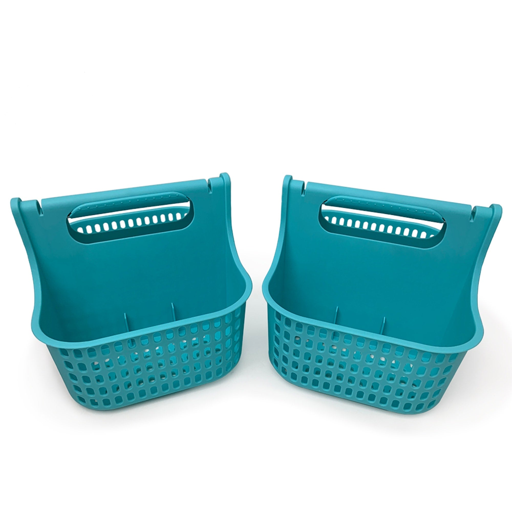 Plastic Shower Tote With Handle, Turquoise