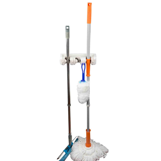 Plastic 3 Slot Mop and Broom Organizer