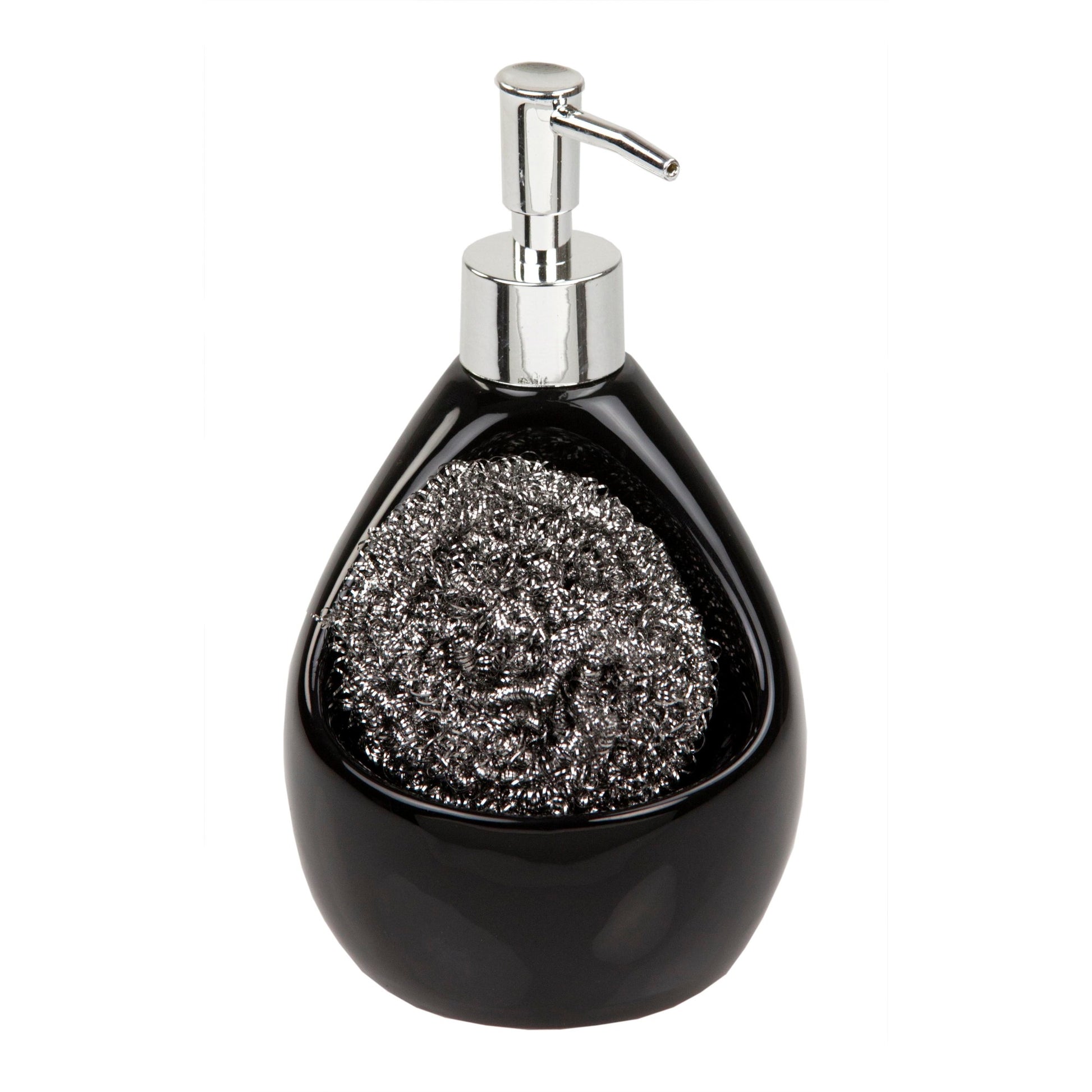 Home Basics Soap Dispenser with Sponge Holder - Black