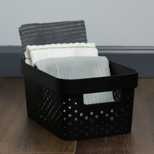 Home Basics Infinity Medium Plastic Basket, Black - Black